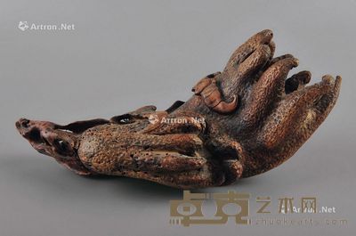 清 竹根雕佛手 长28cm