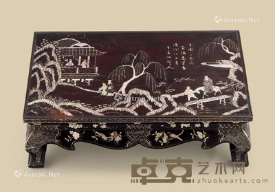 明代 大漆嵌螺钿诗画纹长方台 长55.2cm；宽33.5cm；高18.3cm