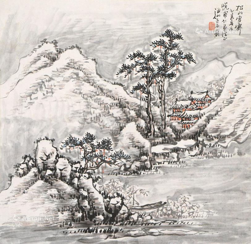 王石痴 松山雪霁