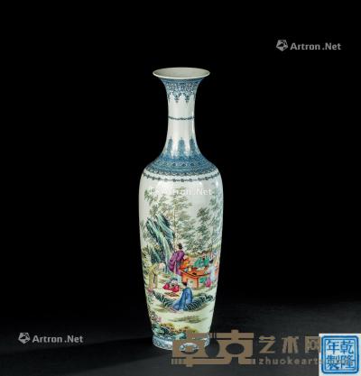 民国 薄胎粉彩竹林高士纹梅瓶 直径10.8cm；高36cm