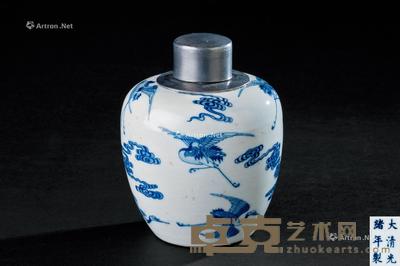 清光绪 青花云鹤纹锡口茶叶罐 直径10.5cm；高13.5cm