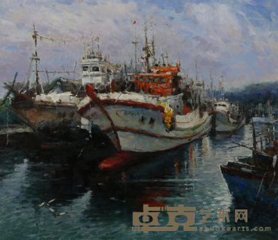 杨鸣岐《台湾基隆港》 70×80cm