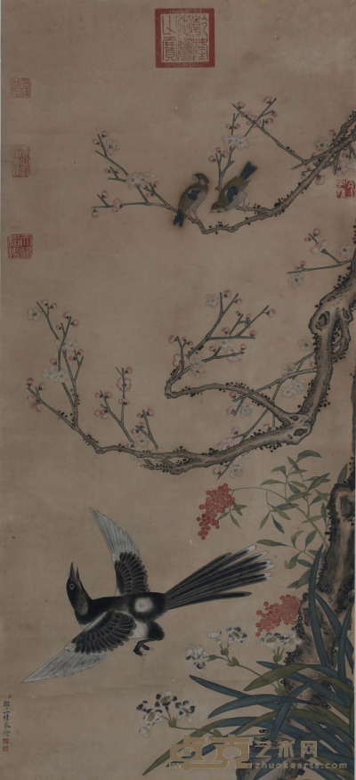 邹一桂（款）《花鸟》 93.5×43cm