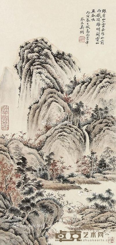 吴琴木 山水 66×31cm