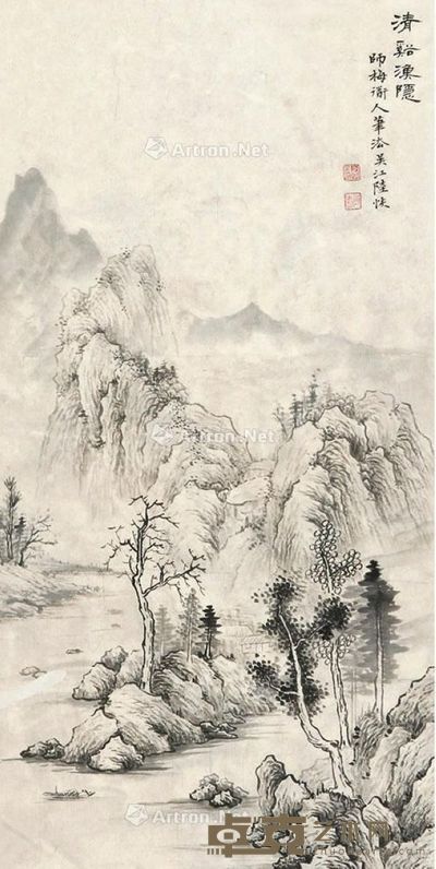 陆恢 山水 67×34cm