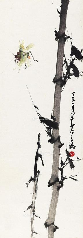 赵少昂 竹蝶图