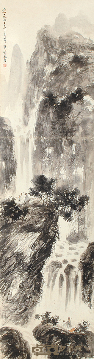 山水 126×33cm