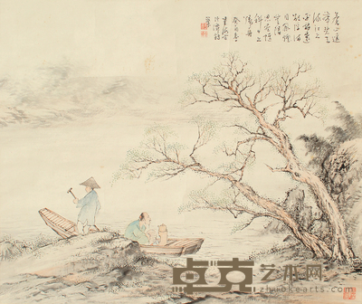 山水人物 49×59cm