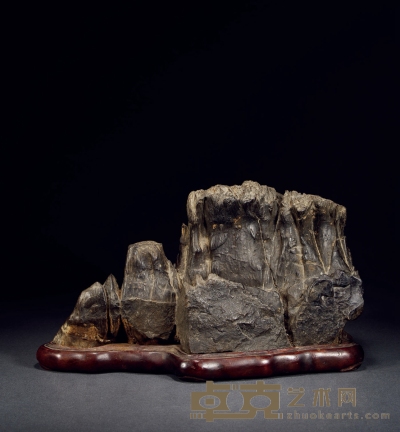 清·水石供石摆件 带座高：20.2cm 长：35cm