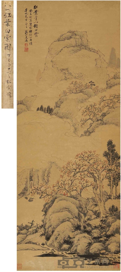 文 鼎（1766～1852） 红叶青山图 103.5×40cm