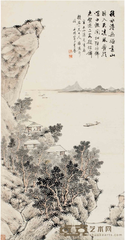 李 誉［清］ 湖山春色图 92×48cm