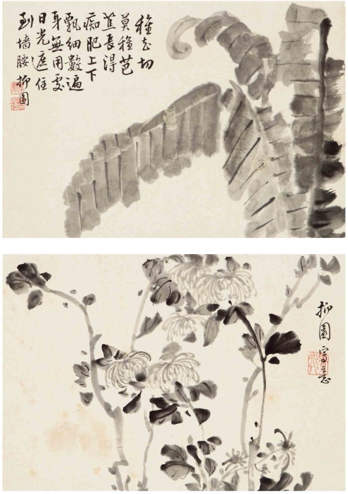 李方膺（1695～1755年后） 芭蕉图·菊花图