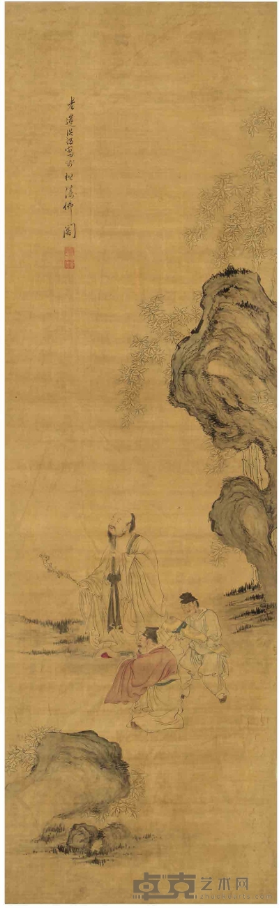 陈洪绶（款）（1598～1652） 携琴论道图 182×54.5cm