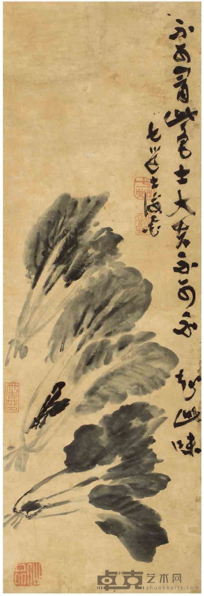 曾衍东（1750-1830） 墨白菜 109.5×36.5cm