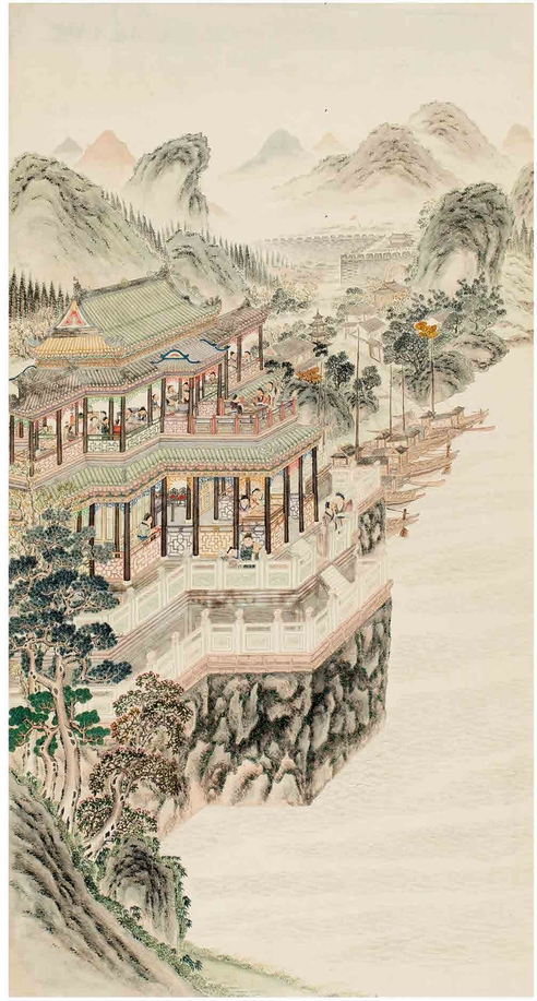 佚 名 楼阁宴乐图