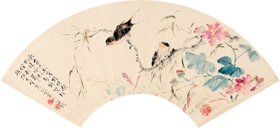 丁宝书（1865～1936） 柳花双燕图