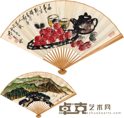 沈柔坚（1919～1998） 荔枝图 归舟图 48.5×19cm