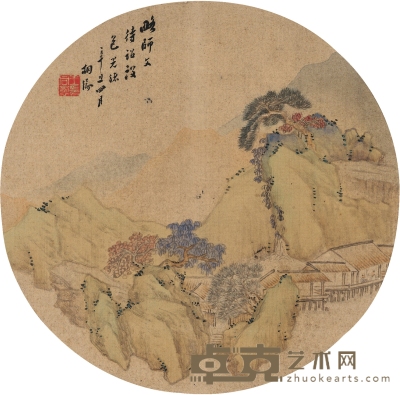 王同愈（1855～1941） 山间清话图 直径23.5cm