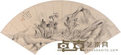 胡义赞（1831～1897后） 秋山图 51.5×18cm