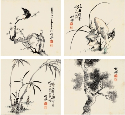 竹禅法师（1825～1901） 松竹梅兰