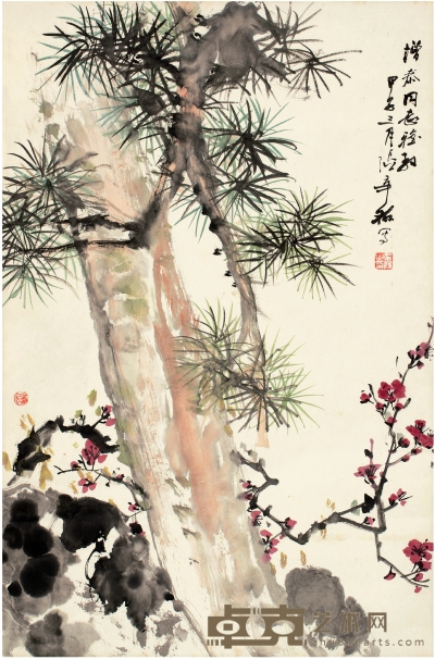 张辛稼（1909～1991） 苍松梅花图 68×44.5cm