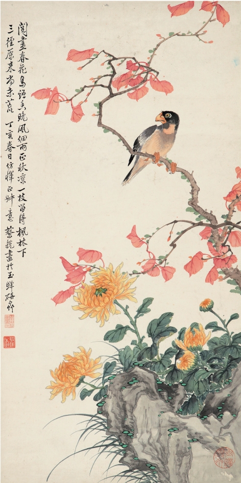 蔡 铣（1897～1960） 秋叶莺啼图