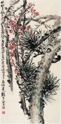 赵云壑（1874～1955） 虬松寒梅图