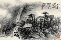 曾 宓（1935～ ） 飞瀑山居图