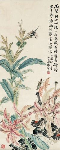 陈 摩（1887～1946） 蜻蜓戏花图