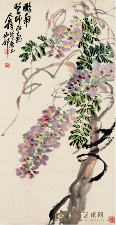 王个簃（1896～1988） 紫藤图 66.5×34cm