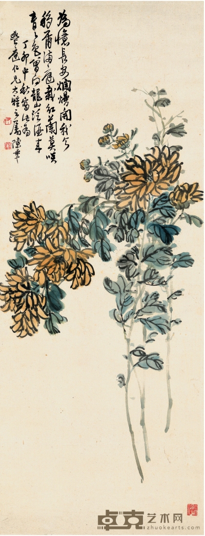 陈半丁（1877～1970） 秋菊图 86.5×33.5cm
