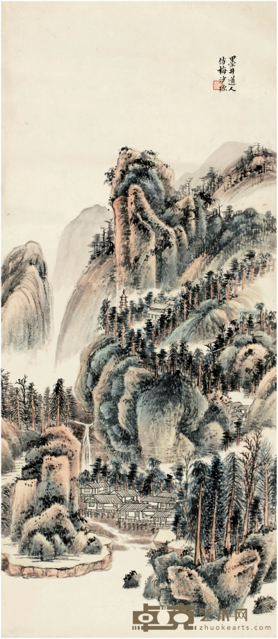 吴湖帆（1894～1968） 临吴历山水 76×33cm