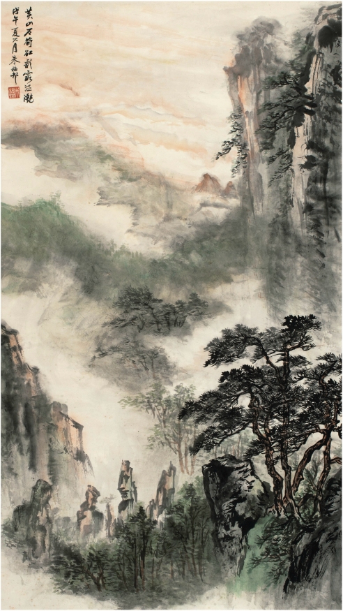 朱梅邨（1911～1993） 黄山彩霞图