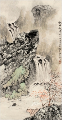 杨石朗（1915～2000） 枫林观瀑图