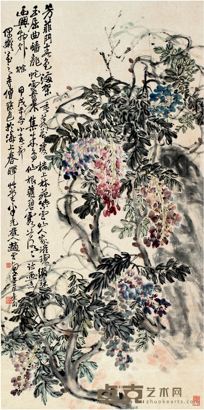 赵云壑(1874~1955) 芳菲争色图 131×65cm