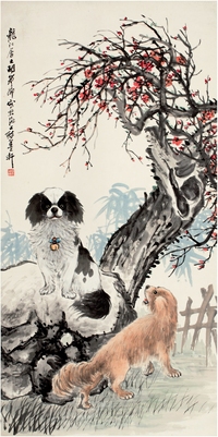 胡郯卿（1865～1942后） 双犬图