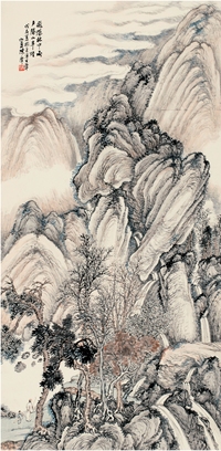 陈 摩（1887～1946） 林峦飞瀑图