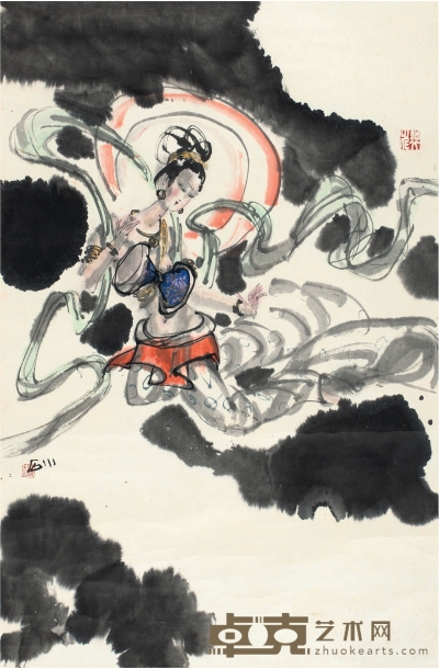 傅小石（1932～ ） 仙女图 73×48cm