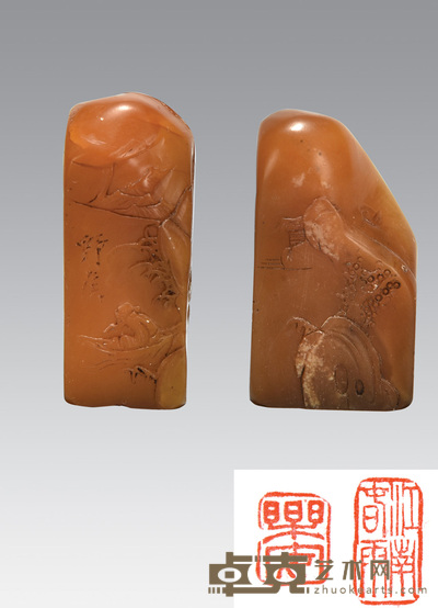 薄意寿山石印章 2.2×1.2×4cm
1.2×2.6×5cm