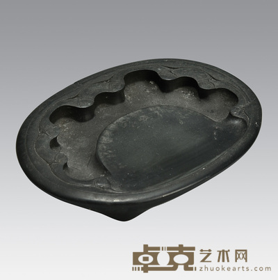 荷叶纹眉纹歙砚 12.5×10×2cm