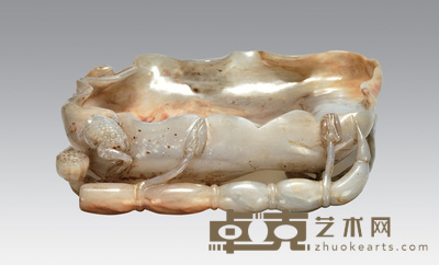 和田玉荷叶笔洗 15.5cm×14×3.8cm