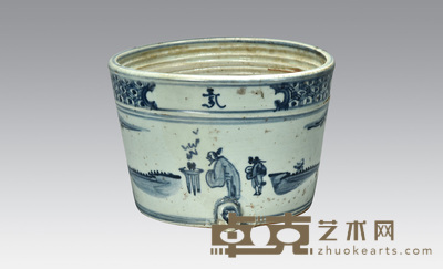 青花人物香炉 直径:约19—20cm高:13.5