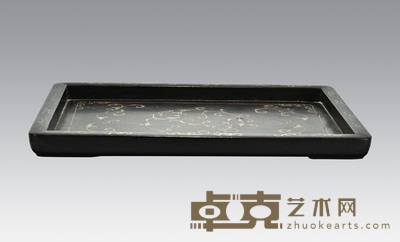 红木嵌银文盘 35×24.5×2.5cm