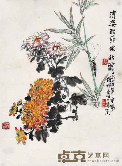 钱松喦 花卉 41.5×31cm