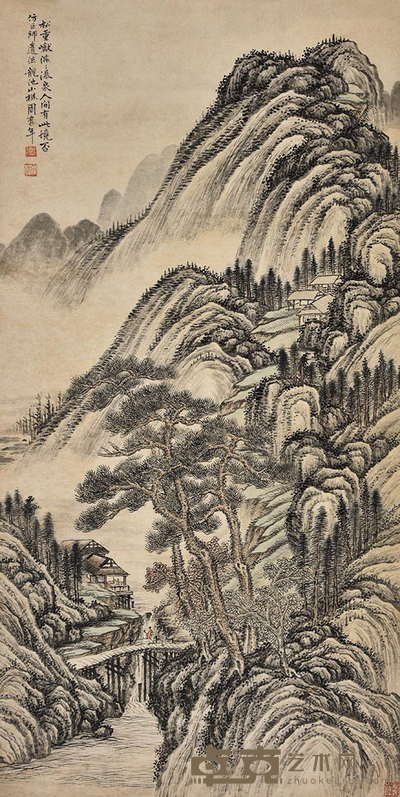 周乔年 山水 131×65cm
