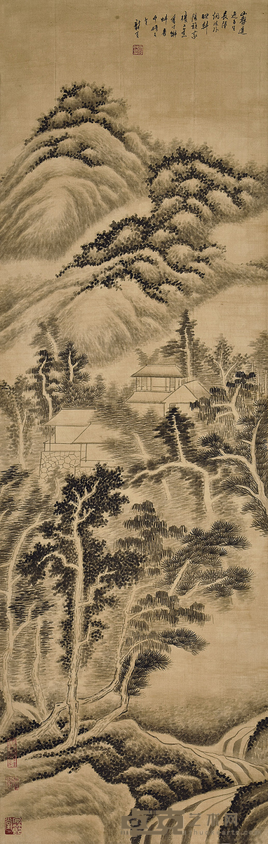 龚贤(款) 山水 127×41cm