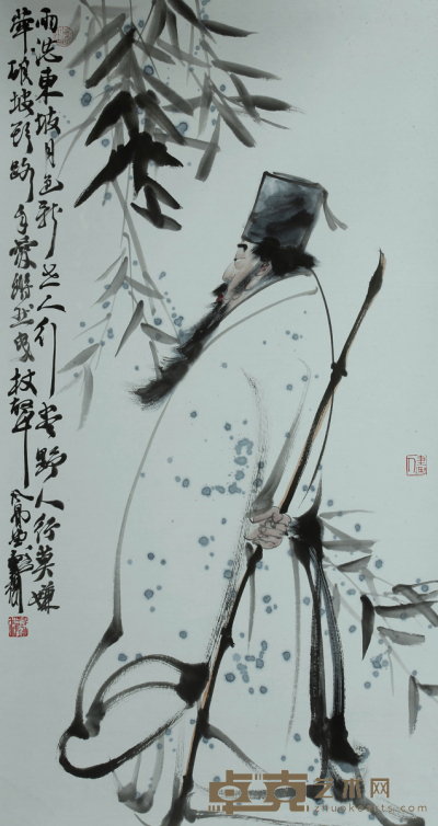 戴卫 东坡赏竹图 100.5×53.5cm