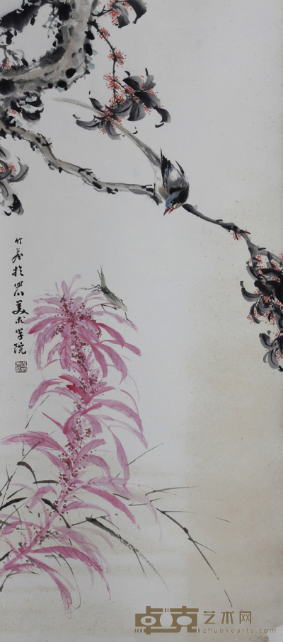 杨竹庵 花鸟 107.5×48cm