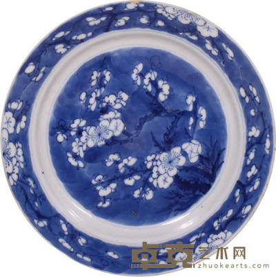 清.康熙冰梅青花盘 D:16cm