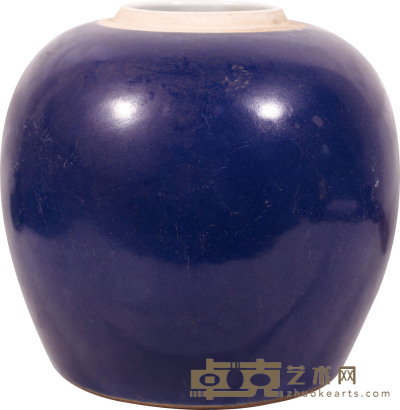 清.乾隆霁蓝釉罐 H：19.5cm.